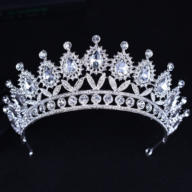 Aveuri Diverse Silver Color Gold Crystal Crowns Bride tiara Fashion Queen For Wedding Crown Headpiece Wedding Hair Jewelry Accessories