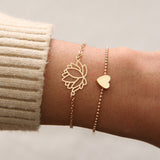 Christmas Gift New Simple Female Personality Hollow Lotus Gold Bracelets Christmas Bangle Gift for Women Jewelry Gift 2023