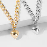 Christmas Gift New Arrival 2023 Fashion Neck Chain Cute Heart Lock Necklace Gold Silver Color Choker Necklace Pendant Women Accessories