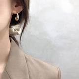 AVEURI Authentic Alloy Stud Earrings for Women French Trendy Gold Plated C Shape Earring Bride Jewelry Prevent Allergy