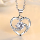 Christmas Gift alloy New Woman Fashion Jewelry High Quality Zircon Hollow Heart Pendant Necklace Length 45CM