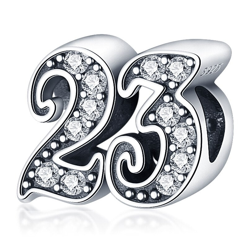 New Silver Fits Original Pandach Bracelet Necklace Zircon Arabic Numeral Beads Plata De Ley Charms Women Fine Jewelry Gift