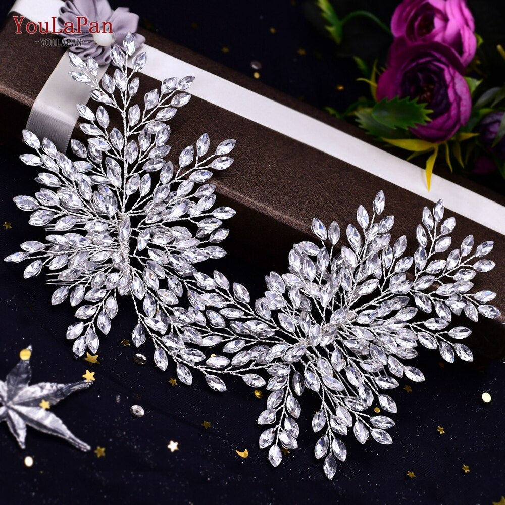 Aveuri HP240 Artificial Wedding Hair Accessories Exquisite Bridal Floral Headbands Wedding Big Crown For Bride Tiara Headwear