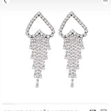 Aveuri Elegant Rhinestone $ Tassel Earrings Love Heart Drop Earrings For Women Luxury Crystal Heart Dangle Earrings Wedding Jewelry
