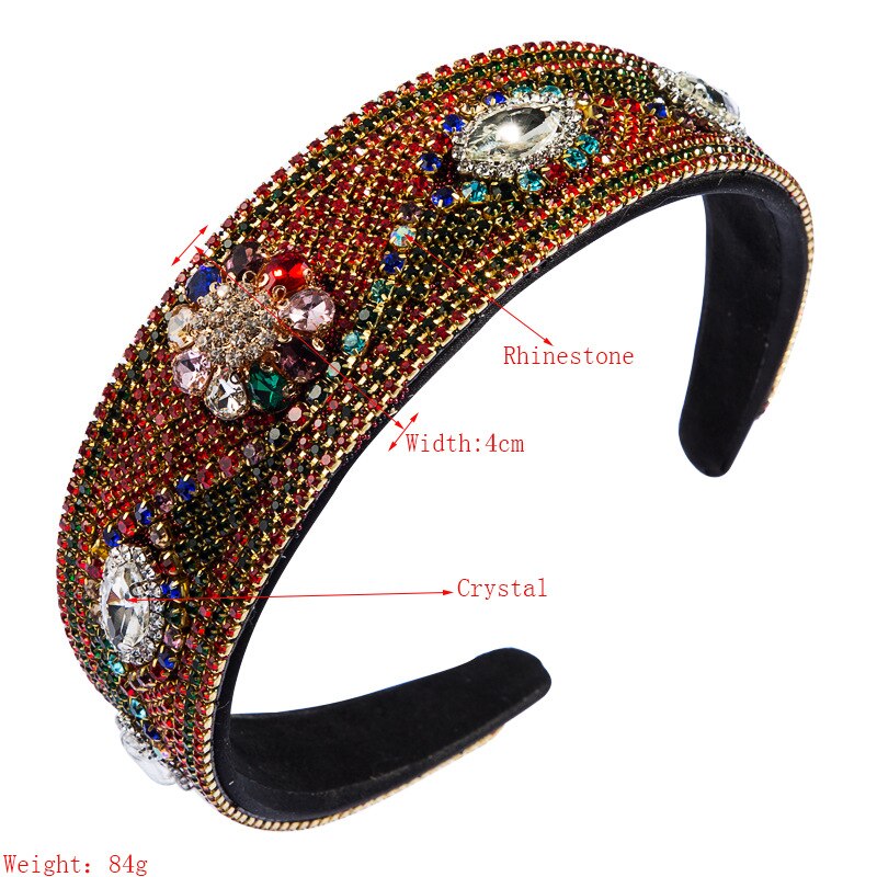 Aveuri Luxury Baroque Palace Style Full Rhinestone Headband Hair Accessories Women Thickened Sponge Embroidery Prom Hairband Hair Hoop