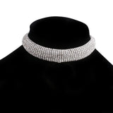 Aveuri Luxury Rhinestone Multilayer 3D Short Choker Necklace Clavicle Chain Jewelry For Women Bling Crystal Choker Collar Accessories