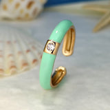 Christmas Gift Classic Enamel Dripping Oil Adjustable Opening CZ Rings for Women Trendy Colorful  Zircon Finger Ring Wedding Engagement Jewelry