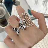 Aveuri alloy Party Rings New Fashion Creative Hollow Butterfly Wings Wedding Bride Jewelry Gifts for Women