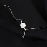 Wholesale S925 sterling silver Zircon Bracelet Shell Small Daisy Adjustable Bracelet & Bangle Cute Jewelry Girlfriend Gift