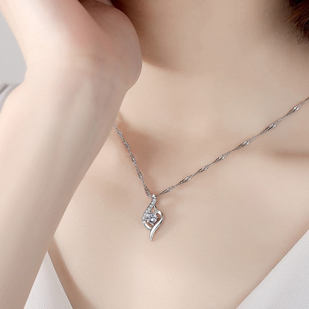Christmas Gift New Woman Fashion Jewelry High Quality Zircon Heart Pendant Necklace Length 45CM