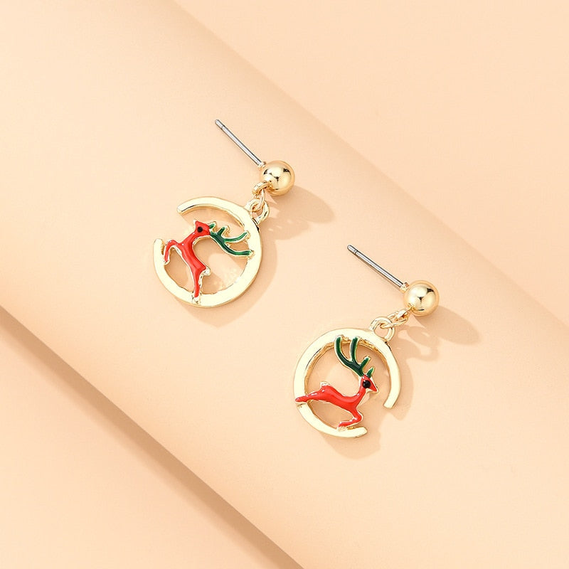 Christmas Gift Cute Christmas Elk Dangle Earring For Women Butterfly Knot Star Pendant Drop Earring Fashion Xmas Jewelry Gift