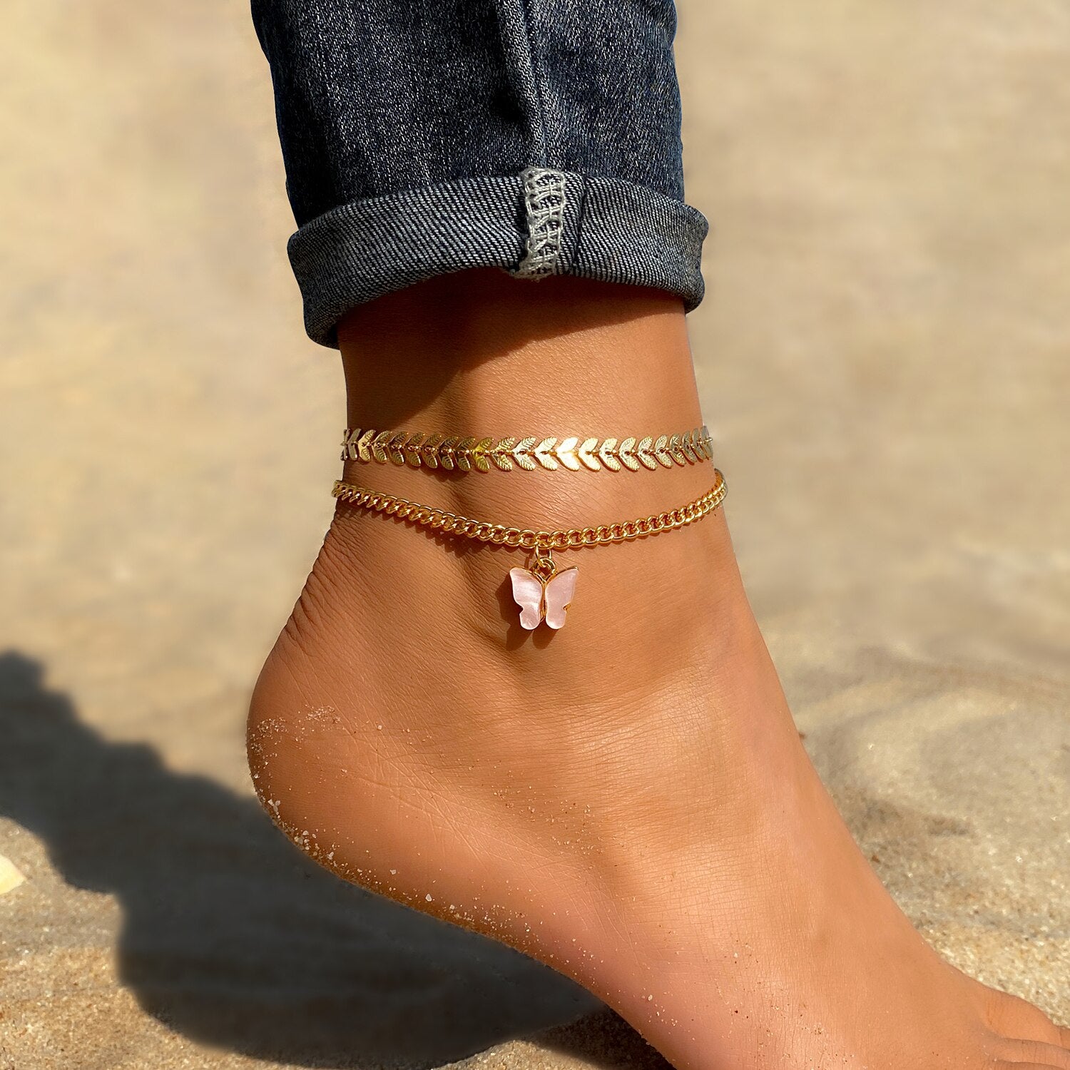 Aveuri New Fashion Simple Heart Female Anklets Foot Jewelry Leg New Anklets On Foot Ankle Bracelets For Women Leg Chain Gifts