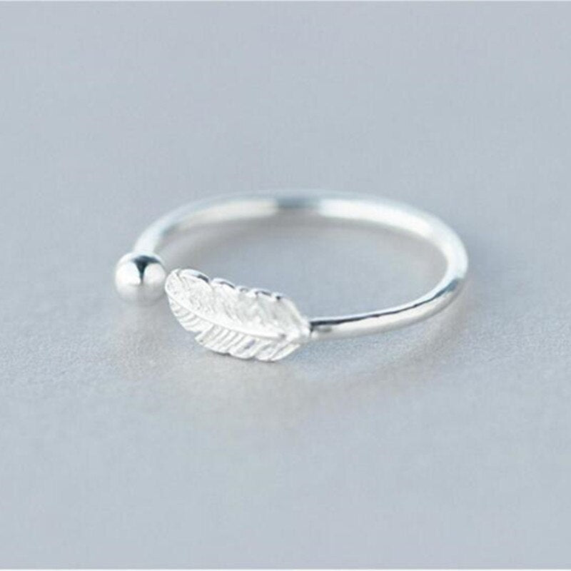 Aveuri Delicate Opening Rings For Women Silver Color Butterfly Leaf Flower Feather Finger Ring Wedding Bands New Fashion Jewelry