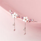 Christmas Gift Cherry Blossoms Tassel Charm Piercing Stud Earring For Women Girls Jewelry Pendientes Accessories eh1182