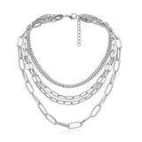 Aveuri Layered Punk Chain Necklace Pendant Necklace Women Choker Metal Chains Goth Jewelry Aesthetic Accessories