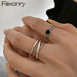 Aveuri Minimalist Alloy Chain Rings for Women Couples New Fashion Vintage Handmade Geometric Party Jewelry Gifts