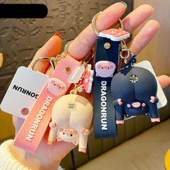 Aveuri Cute Original Pig Chrysanthemum Keychain Trend Keychain Bag Pendant Couple Accessories Creative Gifts