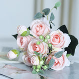 Aveuri Beautiful Artificial Flowers Roses with 3 Buds Silk Fake Flower for Wedding Home Living Room Table Decoration Wreath Accessories
