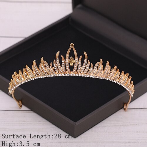 Aveuri Bridal Crown Golden Wedding Hair Accessories Rhinestone Bride Wedding Tiaras and Crowns Headpiece Diadema Hair Ornament