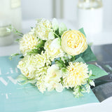 Aveuri White Artificial Flowers Silk Rose Home Wedding Decoration Living Room DIY Crafts High Quality Fake Flowers Big Hybrid Bouquet