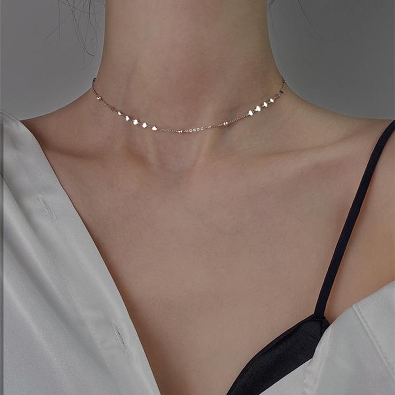 Christmas Gift Silver Color Girl Choker Pendants O-Chain Necklace Snake Chain For Women Cute Gift Fine Jewelry Wholesale
