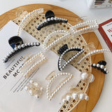 Aveuri Back to school  New Elegant Big Pearls Hair Clip Acrylic Hair Claw Clips Big Size Makeup Hair Styling Barrettes For Women Hair Accessories