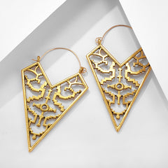 Tocona Vintage Datura Flowers Drop Earrings for Women Retro Spiral Carve Flowers Hollow Geometry Earrings Jewelry Wholesale