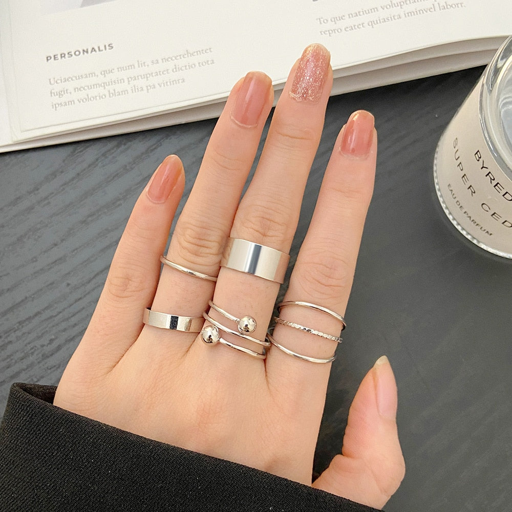 LATS Bohemian Gold Chain Rings Set For Women Fashion Boho Coin Snake Moon Star Rings Party 2023 Female Trend Jewelry Gifts