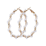 Christmas Gift EN Boho Gold Big Circle Round Drop Earrings for Women Imitation Pearl Earrings 2023 Fashion Statement Earrings Jewelry Wholesale