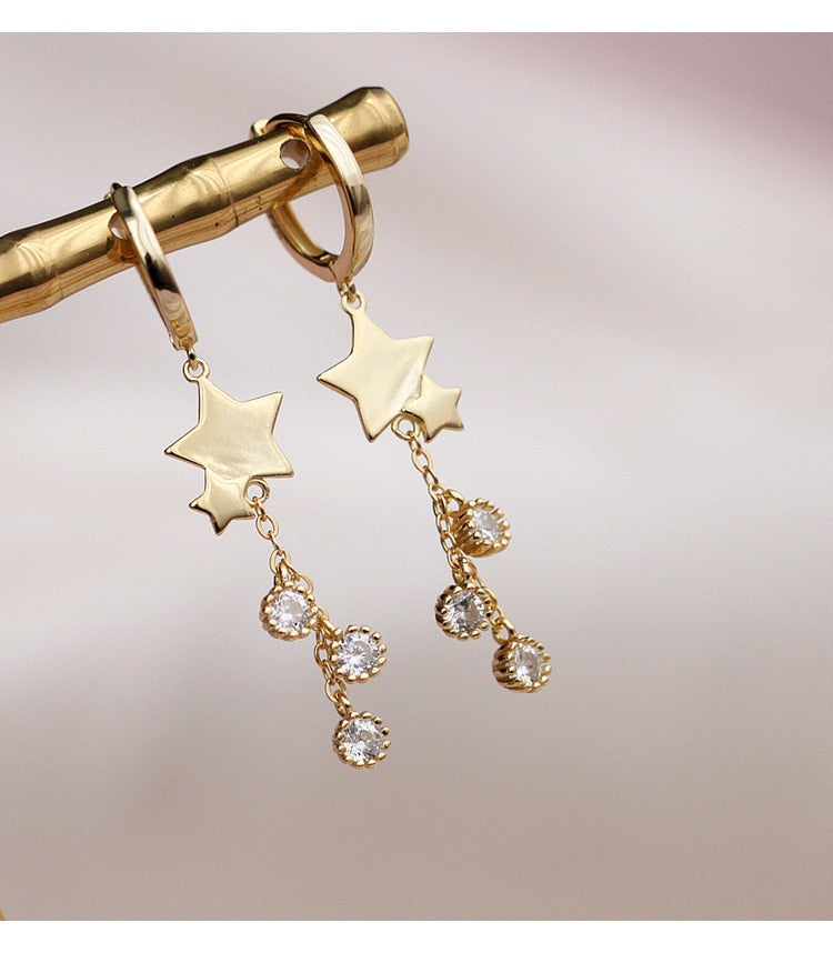 Christmas Gift Tassel Star Charm Korean Drop Earring For Women Wedding Statement Jewelry eh604