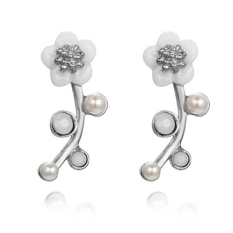 Tiny Flower Ear Climber Small Stud Earring Birthday Gift Women Statement Metal Fashion Jewelry AM3014