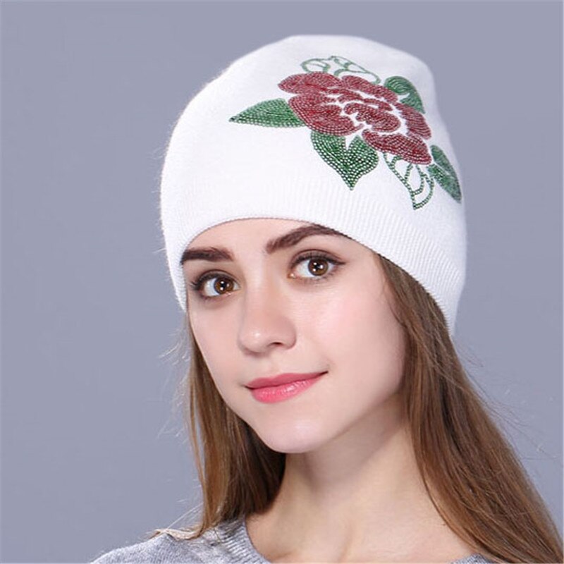 Christmas Gift Female Cashmere winter knitted hat for women hat Beanies Skullies Sequins wool hat autumn girls gorros invierno