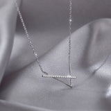 Fashion New Jewelry 925 Sterling Silver AAA Zircon Strip Shape Pendant Necklaces One Word Diamond Necklace for Women Wedding