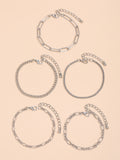 AVEURi 2023 Vintage Punk Simple Box Chain Bracelets Women Men Fashion Multilayer Silver Color Bracelet Sets Couples Boho Jewelry