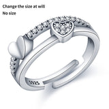 Silver Color Crown Heart Rings Women Fine Jewelry Gift Silver Color Flower Pattern Zircon Got Engaged Banquet Ring 2023 New