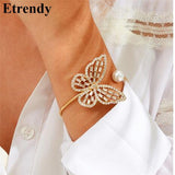 Fashion Rhinestone Big Butterfly Cuff Bracelet For Women Etrendy New Style Personality Bracelets & Bangles