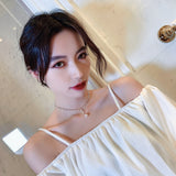 Christmas Gift 2023 new fashion shiny crystal necklace sexy Pearl Pendant Necklace South Korean women's neck jewelry trendy short necklace