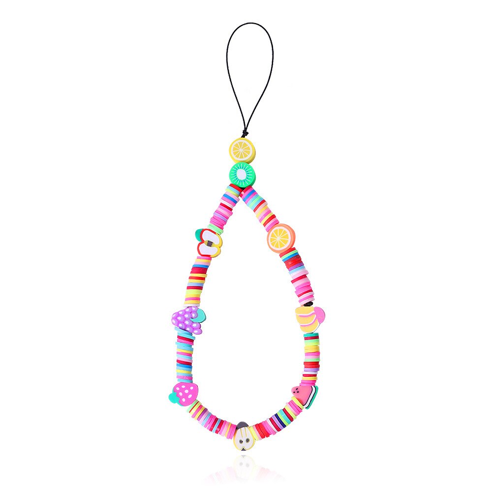 Aveuri 2022 Fashion Acrylic Clay Beads Cell Phone Chain Strap Lanyard Colorful Beaded Phone Anti-Lost Hanging Cord Phone Chain Y2K Jewelry