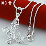 Aveuri Alloy Butterfly Pendant Necklace 18/20/22/24/28/30 inch Snake Chain For Women Wedding Engagement Jewelry