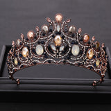 Aveuri Vintage Baroque Queen Tiara Diadem Gold Wedding Crystal Rhinestone Crown Tiaras Bridal Hair Jewelry Wedding Hair Accessories fx0523
