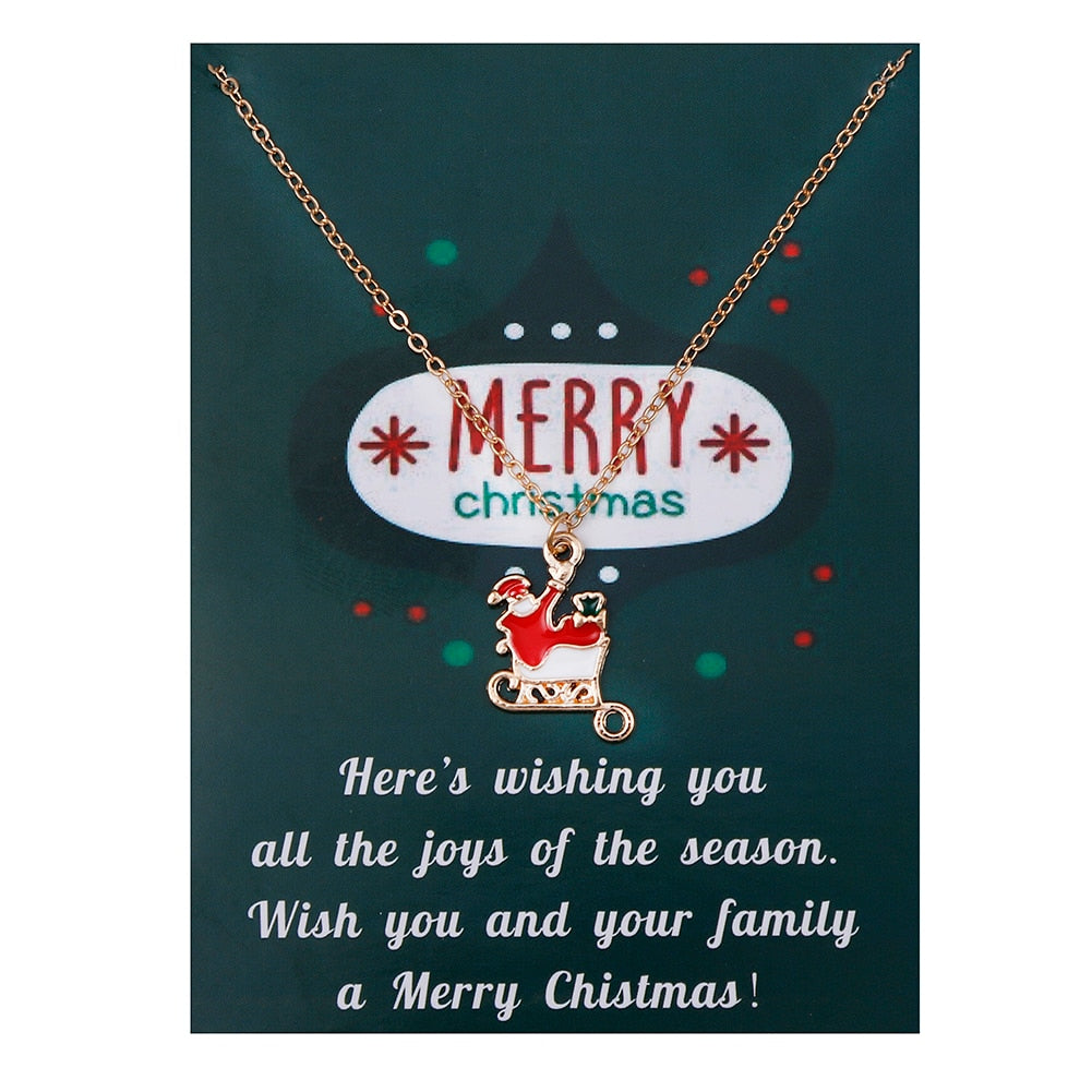 Christmas Gift Fashion Jewelry Christmas Ornaments Drip Oil Snowman Pendant Necklace