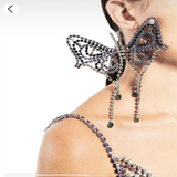 Aveuri 1PC Exaggerated Rhinestone Large Single  Butterfly Earrings For Women Colrful Crystal Butterfly Drop Dangel Earrings Jewelry