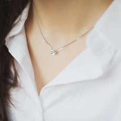 Christmas Gift Cute Geometric Simple Round Choker Zircon Pendant Necklace For Women Engagement Fine Jewelry NK005