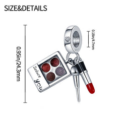 plata charms of ley Silver Color Makeup Set Lipstick Charms Fit Original Pandach Bracelet Necklace Women Fashion Fine jewelry