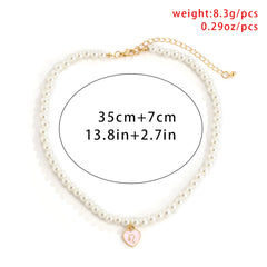 Aveuri  Goth 12 Zodiac Constellation Heart Pendant Necklace For Women Imitation Pearl Chain Virgo Libra Birthday Jewelry Gifts