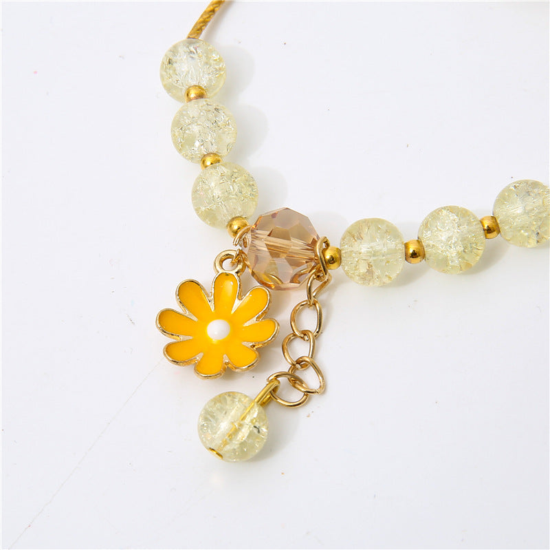 Aveuri - Flower Crystal String Beads Female Sunflower Bracelets