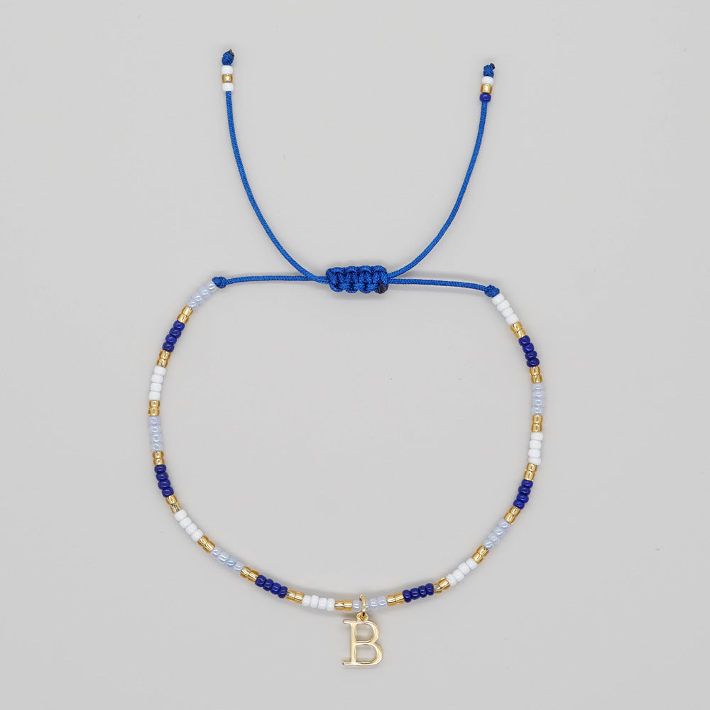 Aveuri - Women's Simple Style Contrast Color Bead English Letters Handmade Bracelets
