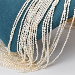 Natural freshwater pearl 2.8-3.2mm glare short fat rice beads DIY jewelry semi-finished clavicle chain necklace female