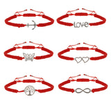 Aveuri - Simple Heart Butterfly Red Rope Stainless Steel Bracelets