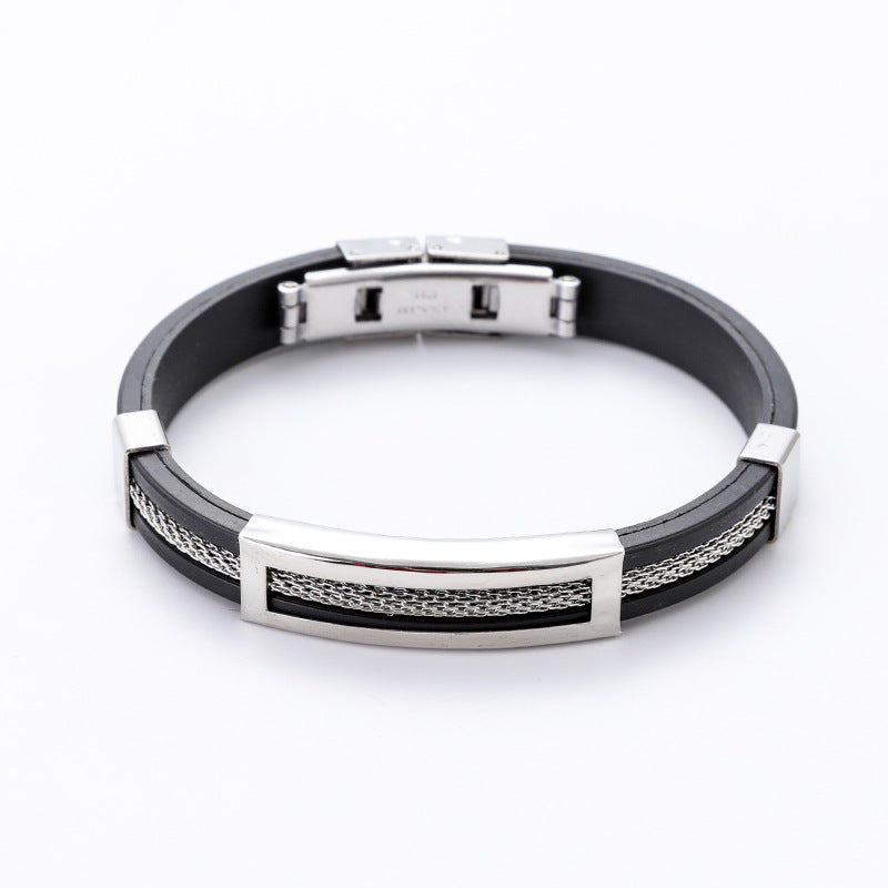 Aveuri - Men's Chain Titanium Steel Fashion Punk Silicone Bracelets